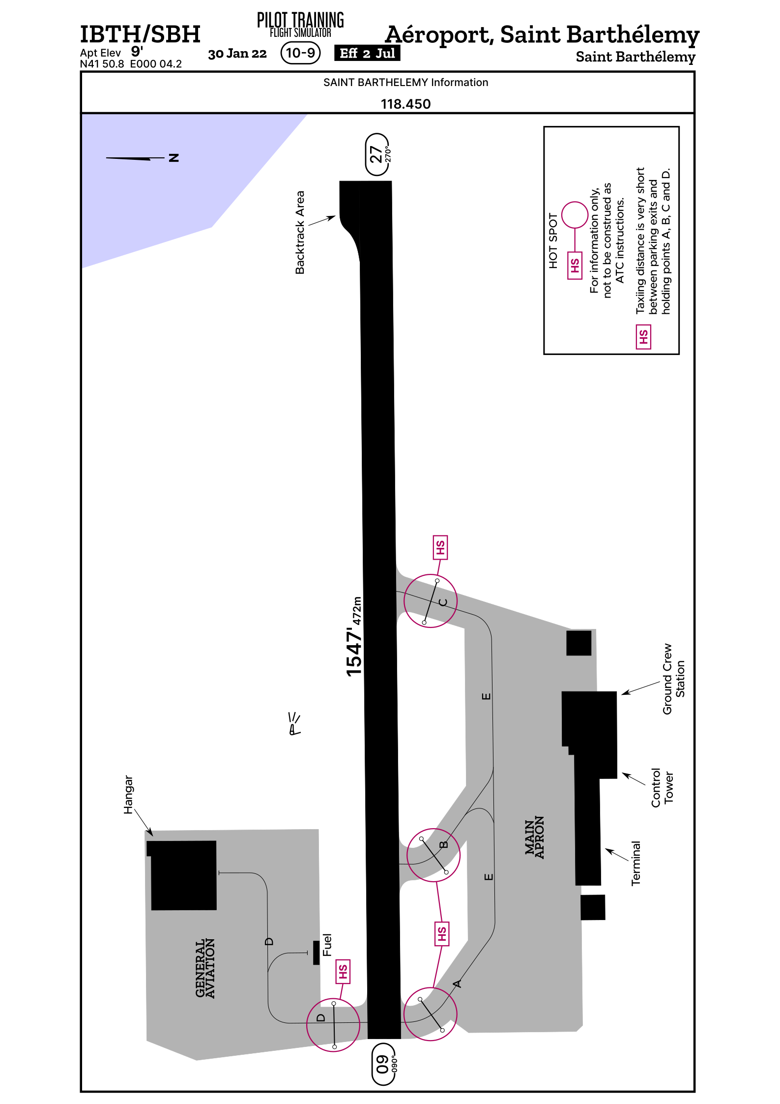 Airport ground chart for the airport IBTH
